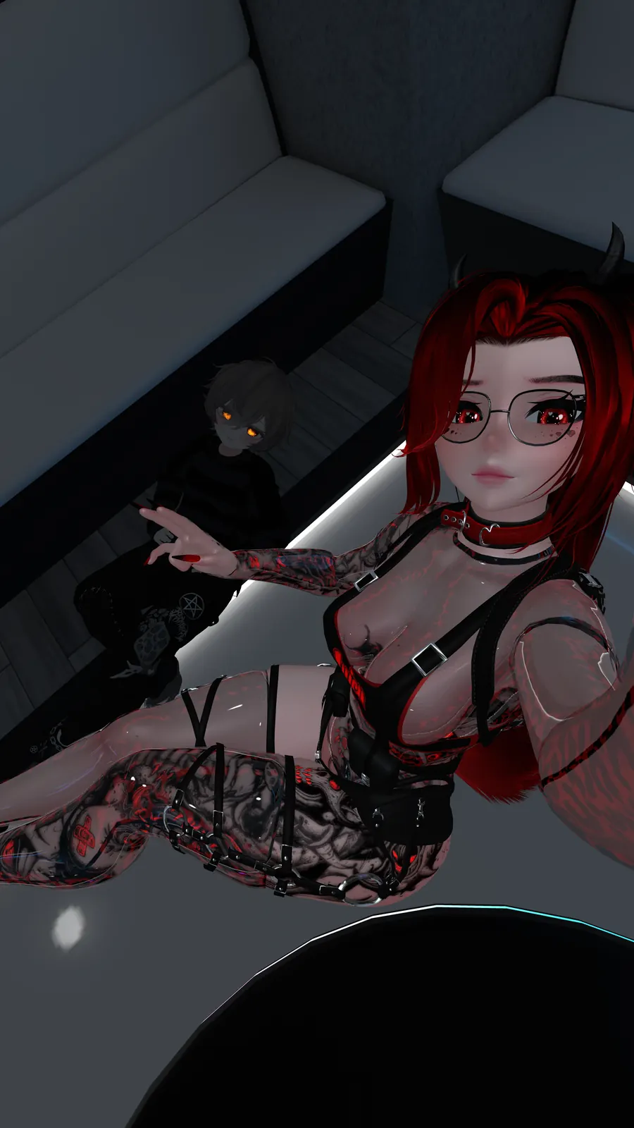 A VRChat friend posing during a late-night ride
